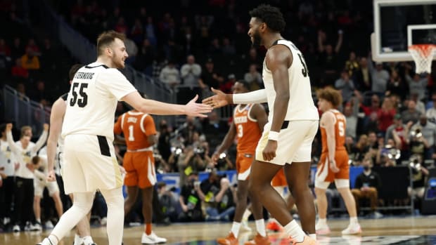 Purdue's Sasha Stefanovic and Trevion Williams